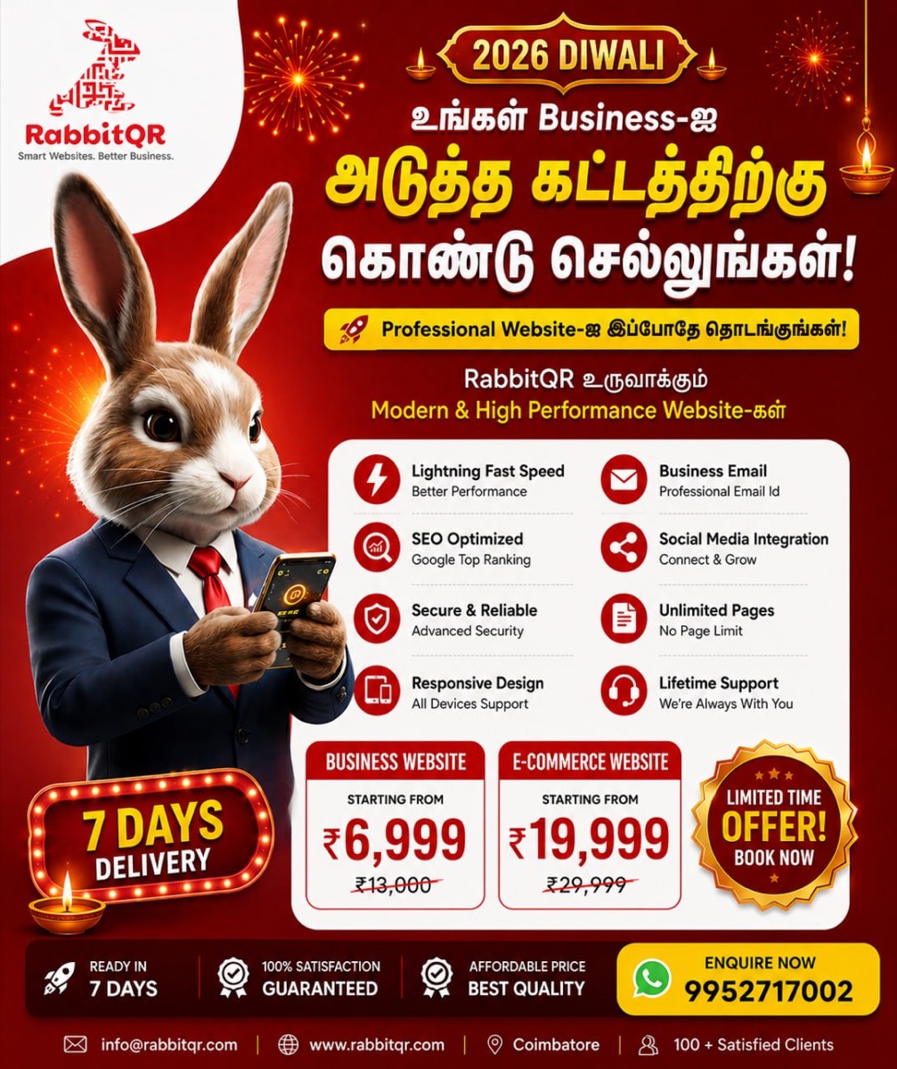 RabbitQR 2026 Diwali website development offer