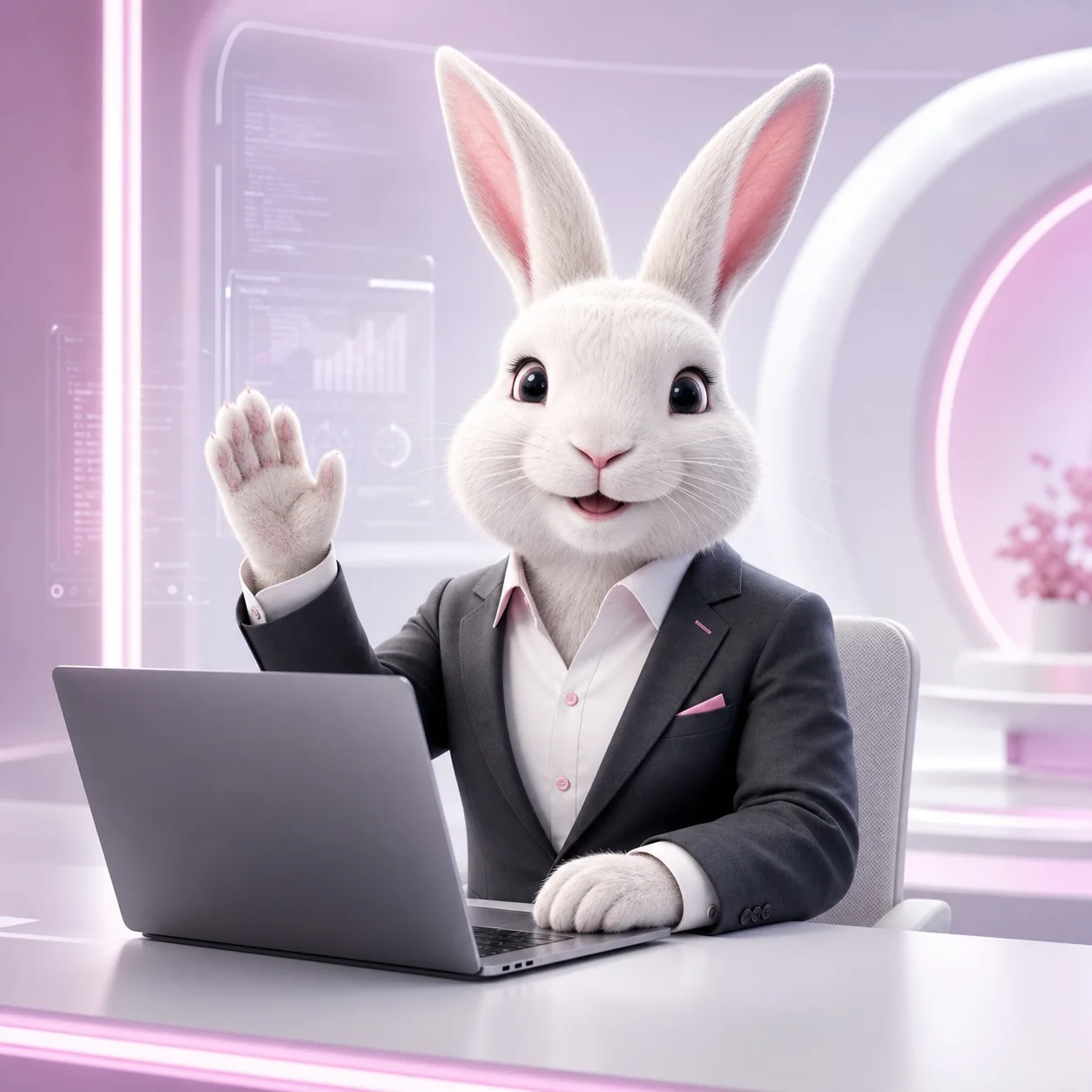 RabbitQR professional building software on a laptop